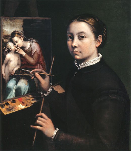 Self-portrait at the Easel Painting a Devotional Panel by Sofonisba Anguissola (1556)