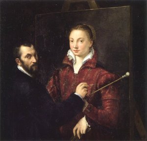 Self-portrait with Bernardino Campi by Sofonisba Anguissola (1550)