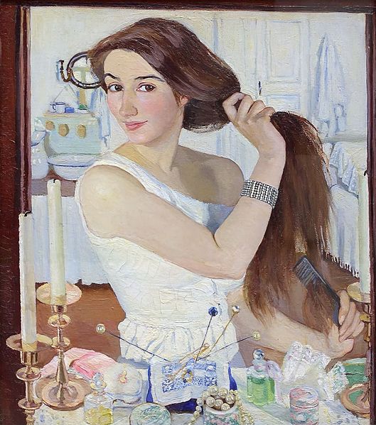 At the Dressing Table (Self Portrait) by Zinaida Serebriakova (1909)