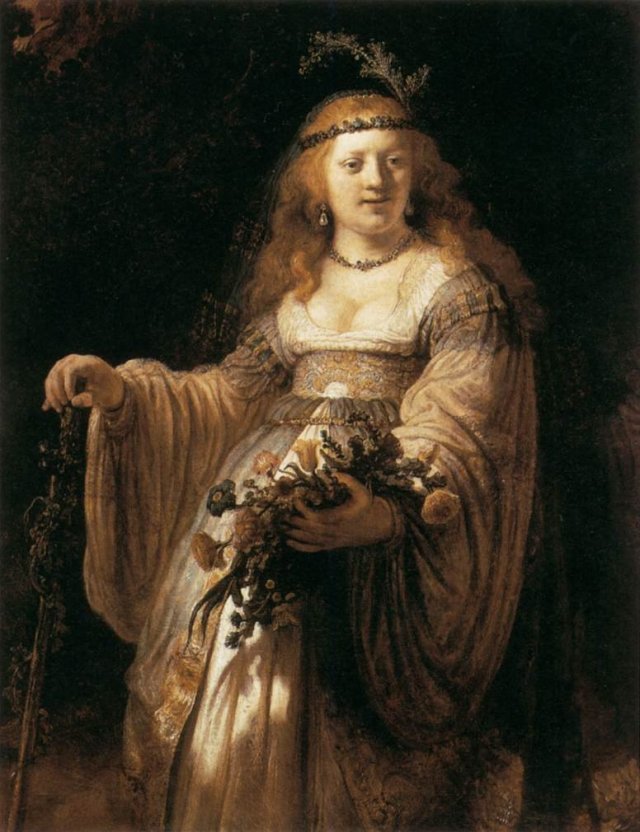 Saskia in Arcadian Costume by Rembrandt (1635)