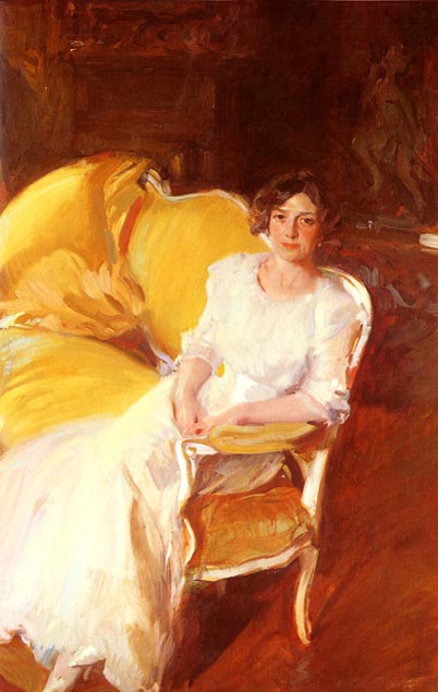 Clotilde Sitting on the Sofa by Joaquín Sorolla (1910)