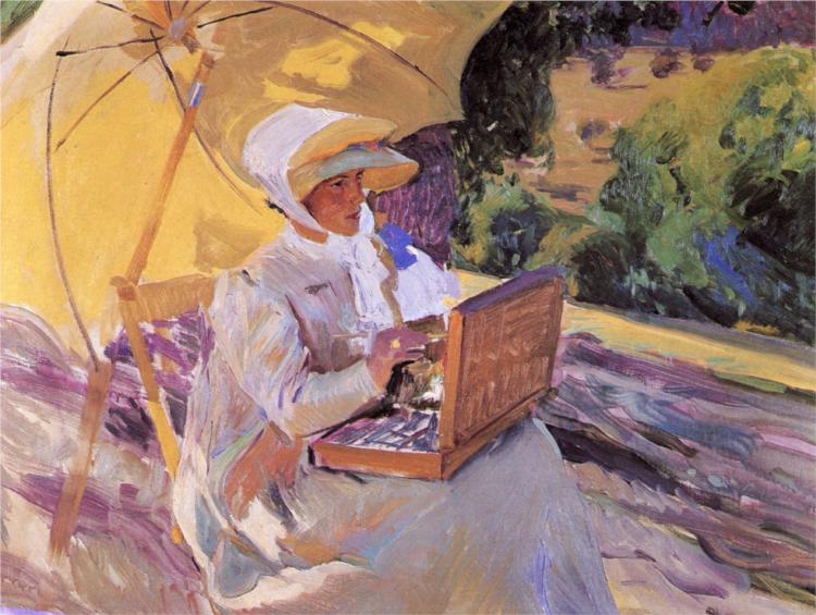 Maria painting in El Pardo by Joaquín Sorolla (1907)