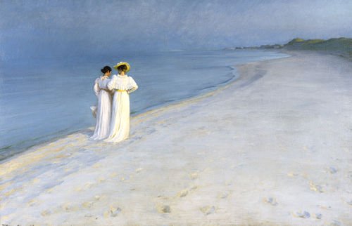 Summer Evening on Skagen's Southern Beach by Peter Krøyer (1893)