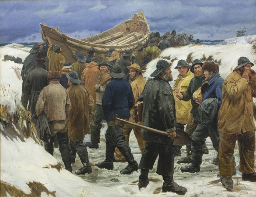 The Lifeboat is Taken through the Dunes by Michael Ancher (1883)