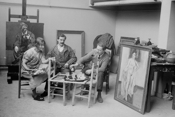Suzanne, Maurice and André in their studio