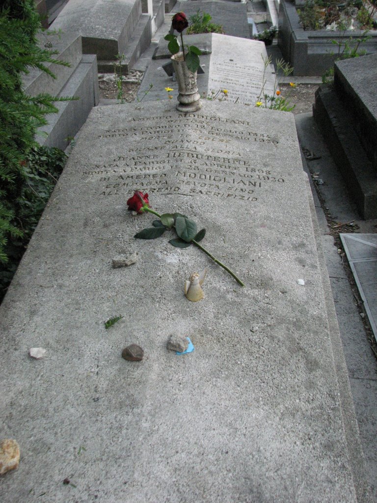 Amedeo Modigliani and Jeanne Hébuterne's  grave at Piere Lachaise Cemetry Paris
