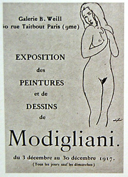 Poster for Berthe Weill's 1917 exhibition of Modigliani's works