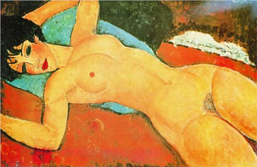 Sleeping Nude with Arms Open (Red Nude) by Modigliani (1917) Gianni Mattioli Collection, Milan