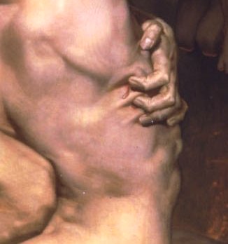 Nails dig into flesh and draw blood