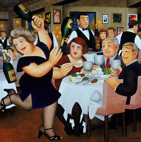 Dining Out by Beryl Cook (1985)