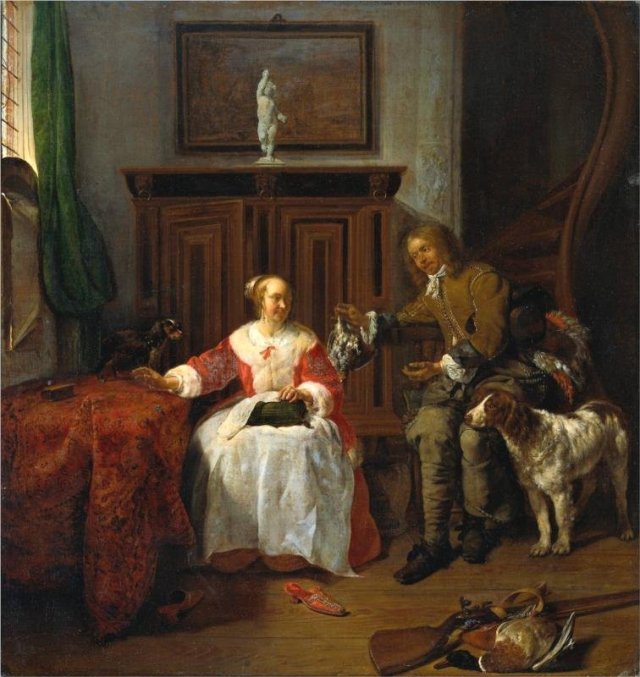 The Hunter's Present  by Gabriel Metsu  (c. 1658-61)