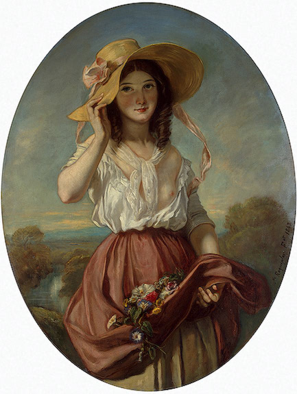 Girl with Flowers by Roqueplan (1843)