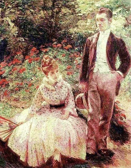 The Artist's Son and Sister in the Garden at Sèvres by Marie Bracquemond (1890