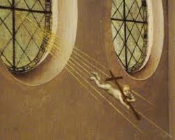 Christ Child descending into room on a beam of light