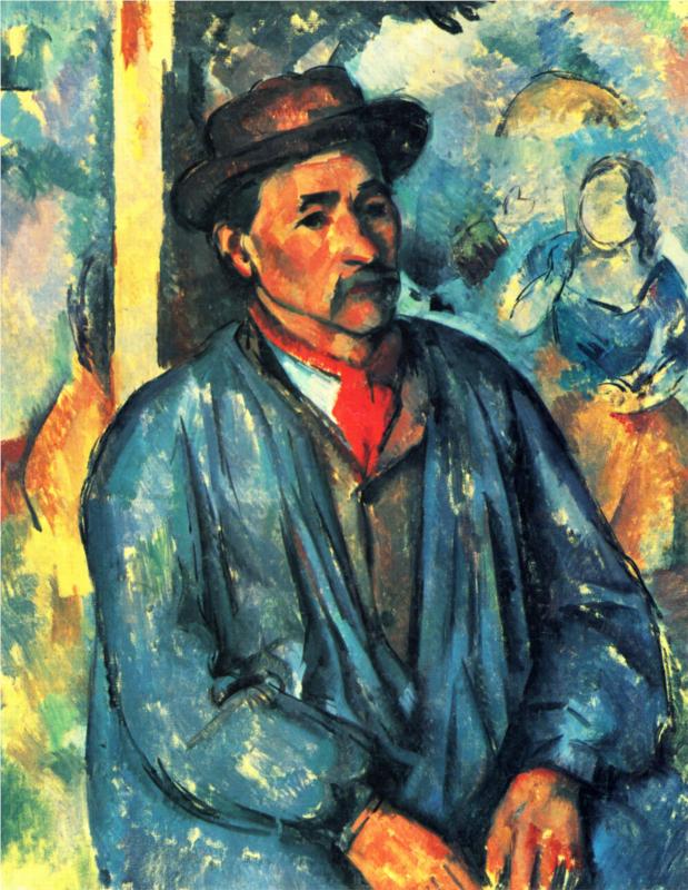 Man in Blue Smock by Cézanne (1897)