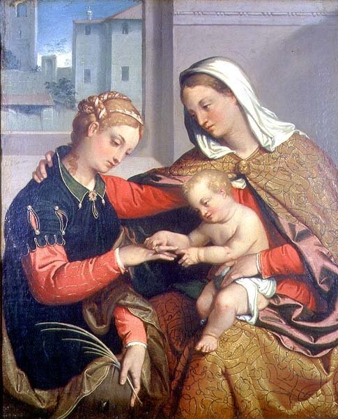 The Mystic Marriage of St. Catherine by Giovanni Battista Moroni (c.1545-50)