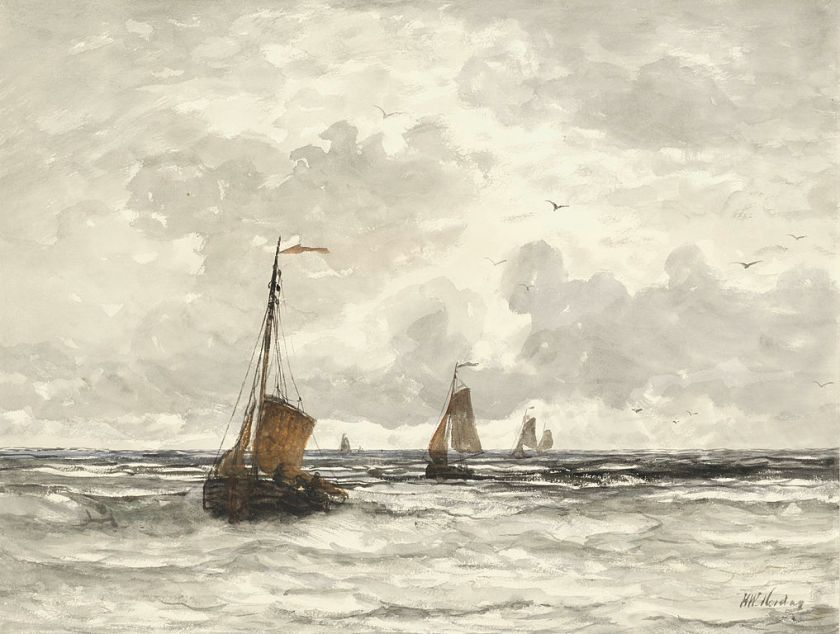 Fishing Boats in the Surf by Hendrik Mesdag