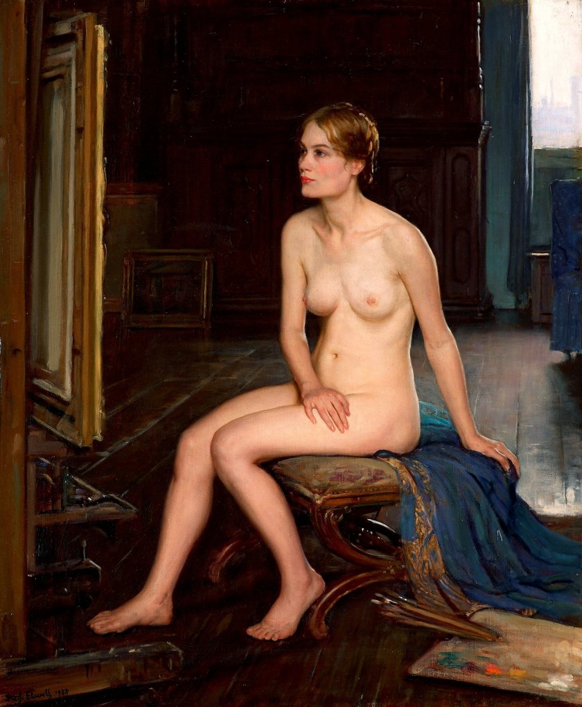 Seated Nude in the Studio by Fred Elwell (1935)