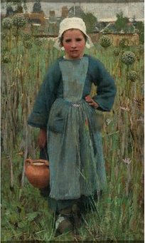 Peasant Girl Carrying a Jar, Quimperlé by George Clausen (1882)