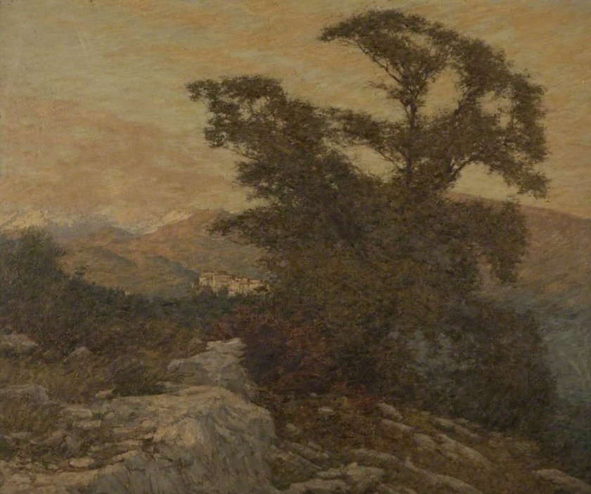 A Mountain Frontier by Henry Herbert La Thangue (1910)