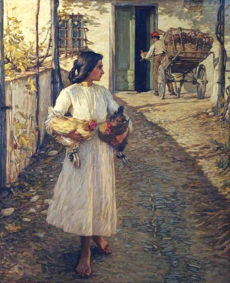 Selling Chickens in Liguria by Henry Herbert La Thangue (1906)