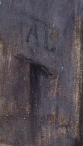 Initials A B on the Isle of the Dead (Third version) by Arnold Böcklin (1883)