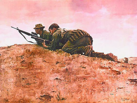 Moving Up Marines South of Hoi An, South Vietnam, 1968, by Howard Terpning