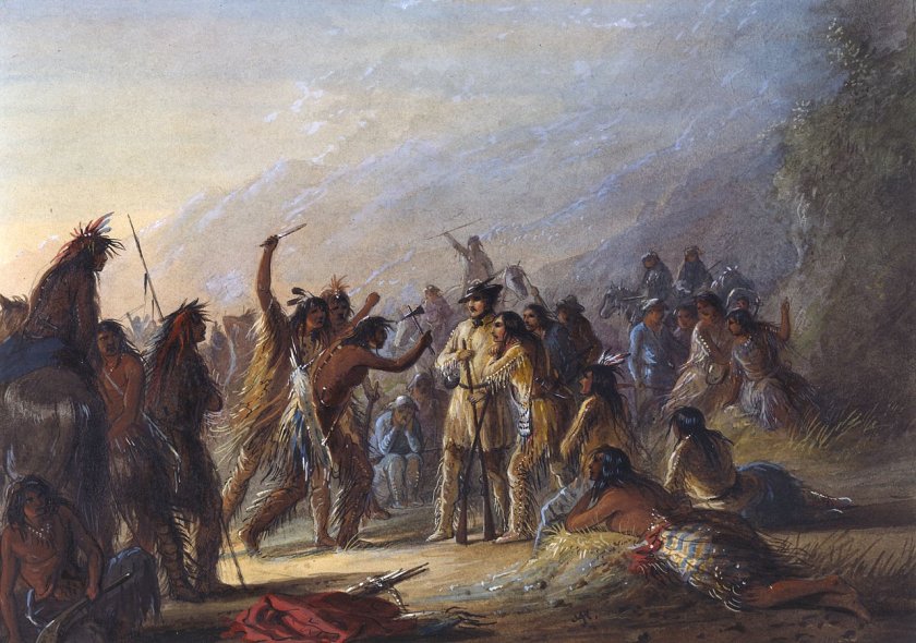 Attack by Crow Indians by Alfred Jacob Miller (1837)