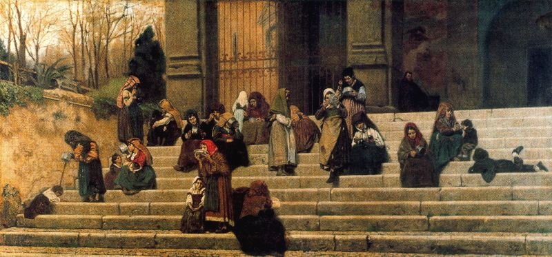 The Poor on the Steps of Ara Coeli in Rome by Federico Zandomeneghi (1872)