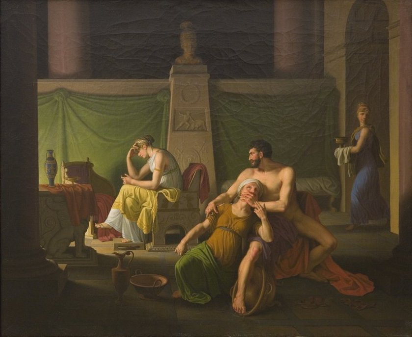 Odysseus' Homecoming. Scene from the Odyssey XIX song, by Christoffer Eckersberg (ca. 1812)