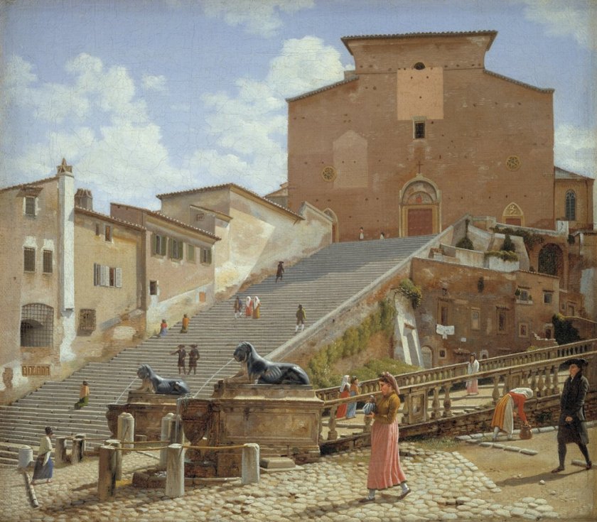 The Marble Steps leading to the Church of Santa Maria in Aracoeli in Rome by Christoffer Eckersberg (1816)
