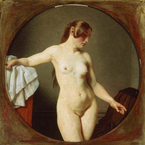 Female Nude, Florentine by Christoffer Eckersberg (1840) Oil on copper (23 x 23 cms) BRANDTS-Museum of Art and Visual Culture, Odense