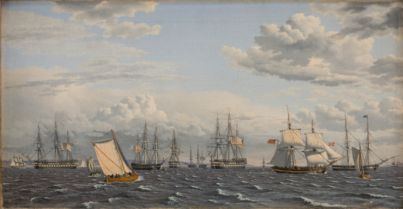 A Russian Fleet at Anchor near Elsinore by Christoffer Eckersberg (1826) (32 x 59cms) Statens Museum for Kunst, Copenhagen