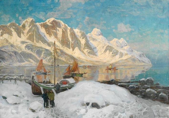 Fishing Village, Lofoten by Thorolf Holmboe