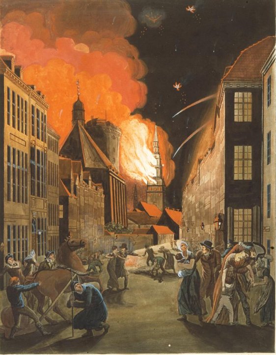 The Fire of the Church of Our Lady by Christoffer Eckersberg (1807) The Royal Library, Copenhagen