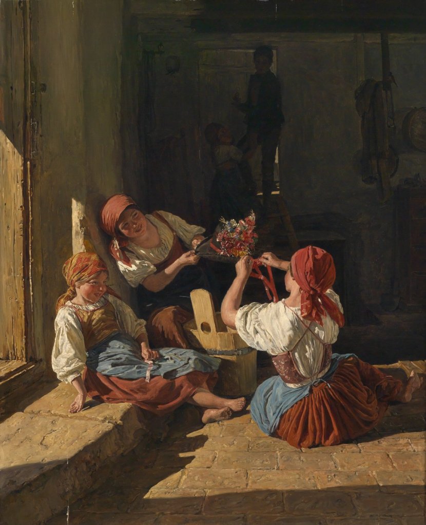 Ferdinand Georg Waldmüller, Children decorating a Conscript's Hat (1854)