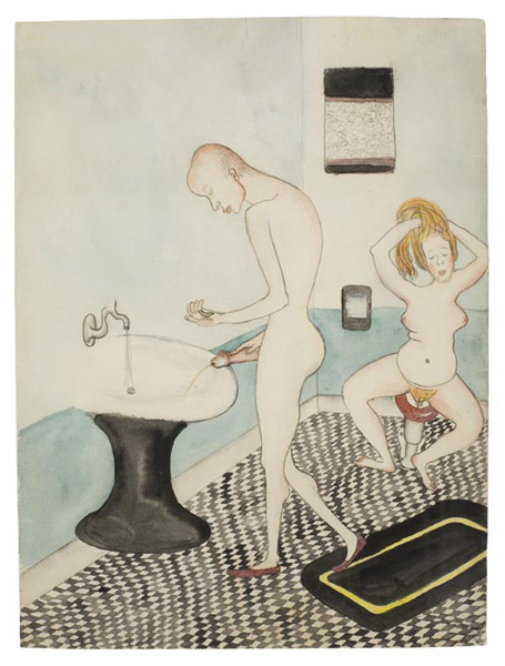 Untitled (Alice Neel and John Rothschild in the Bathroom) by Alice Neel (1935)