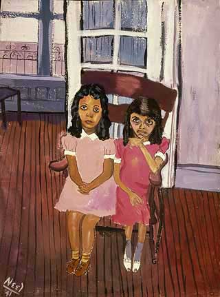 Two Girls in Spanish Harlem by Alice Neel (1941)