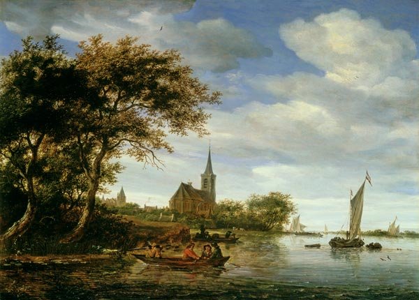 A River Scene by Salomon van Ruysdael