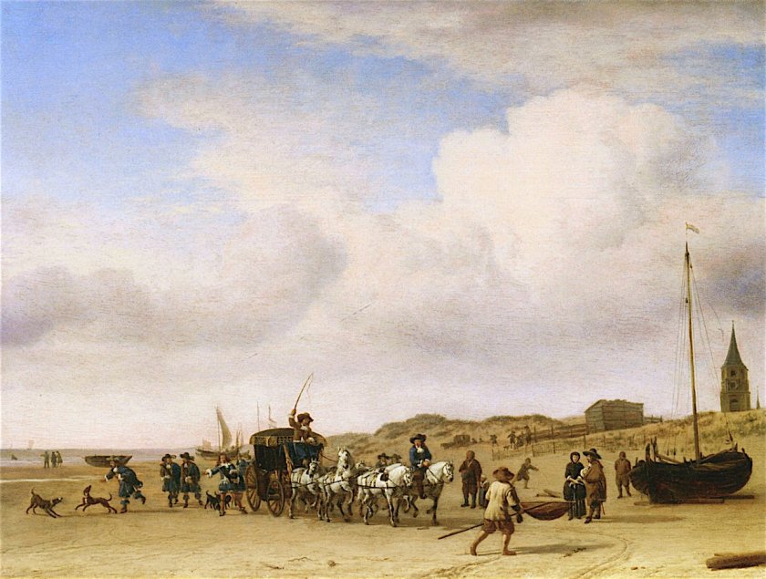 Carriage on the Beach at Scheveningen by Adriaen van de Velde (1660)