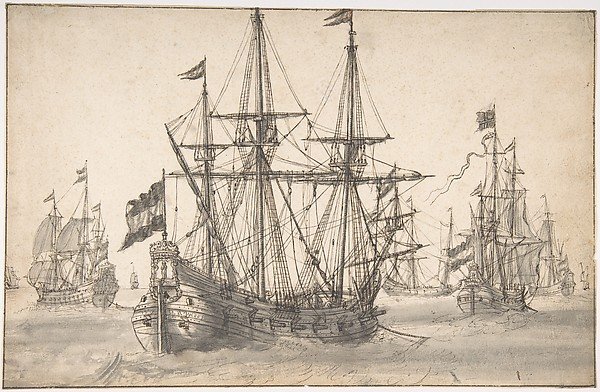 Dutch Men of War at Anchor by Willem van de Velde the Elder 