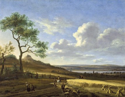 Panoramic Landscape with a Horseman and a Post Wagon by Adriaen van de Velde (1661)