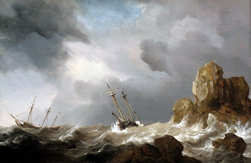 Ships in a Gale by Willem van de Velde the Younger