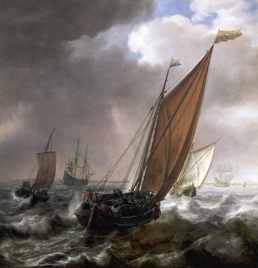Dutch Ferry Boat before a Breeze by Simon de Vlieger
