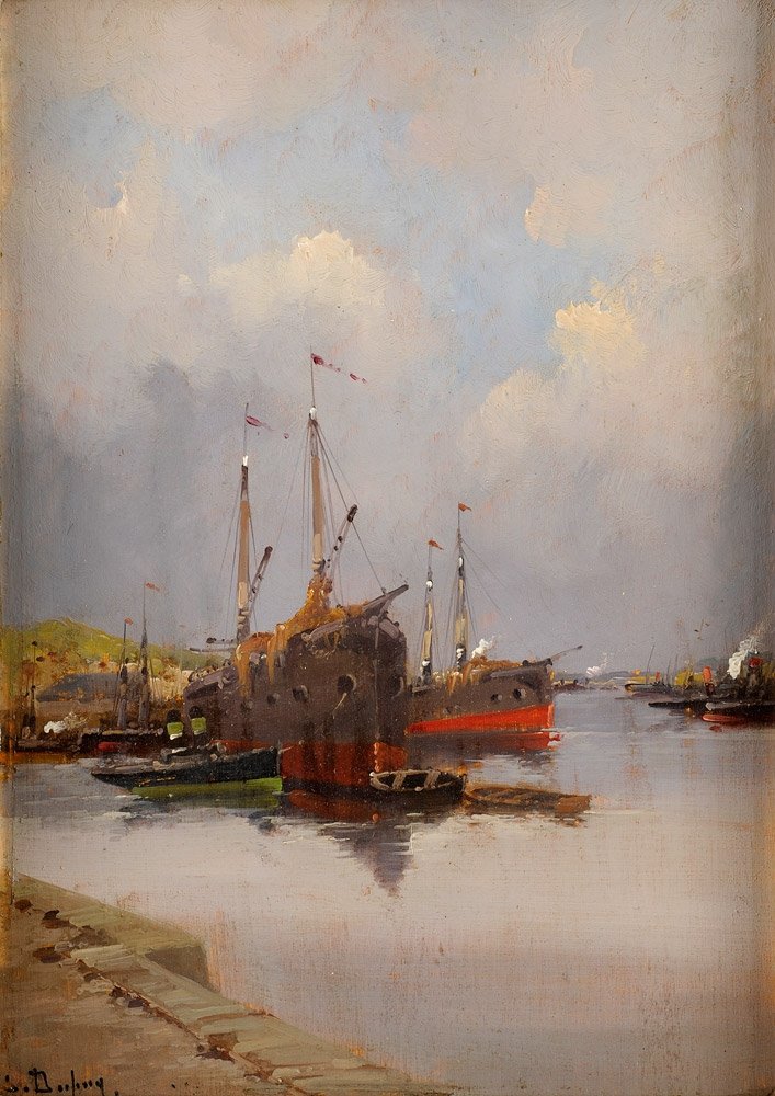 Harbour Scene by Eugène Galien-Lalou