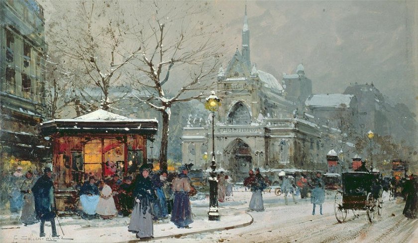 Snow Scene in Paris by Eugène Galien-Lalou