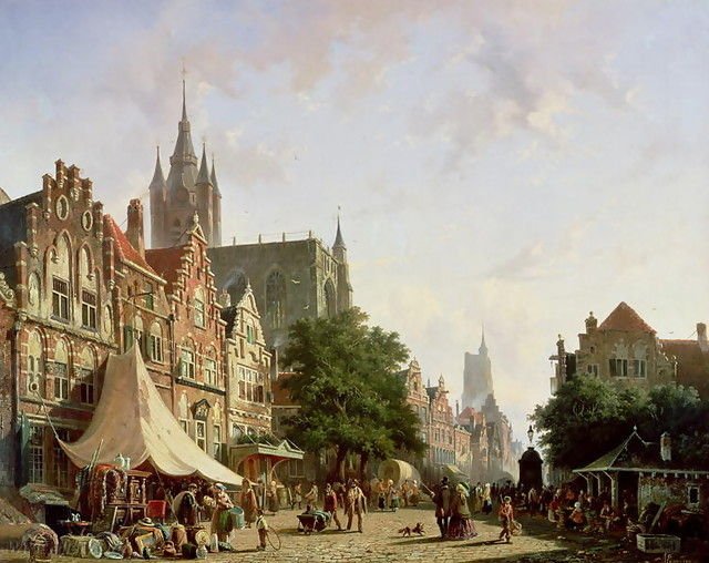 Dutch Street Scene by Adrianus Eversun