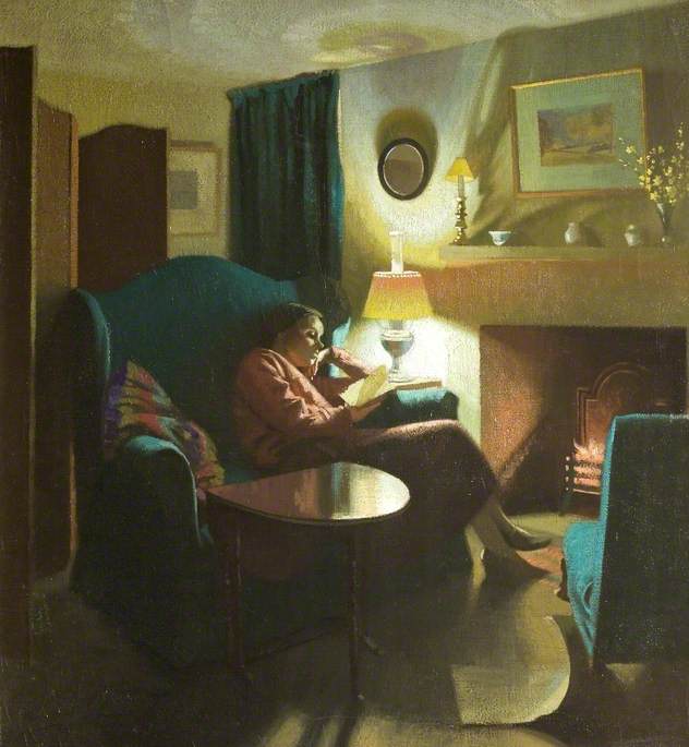The Artist’s Wife, Evelyn, seated reading by Gerald Gardiner