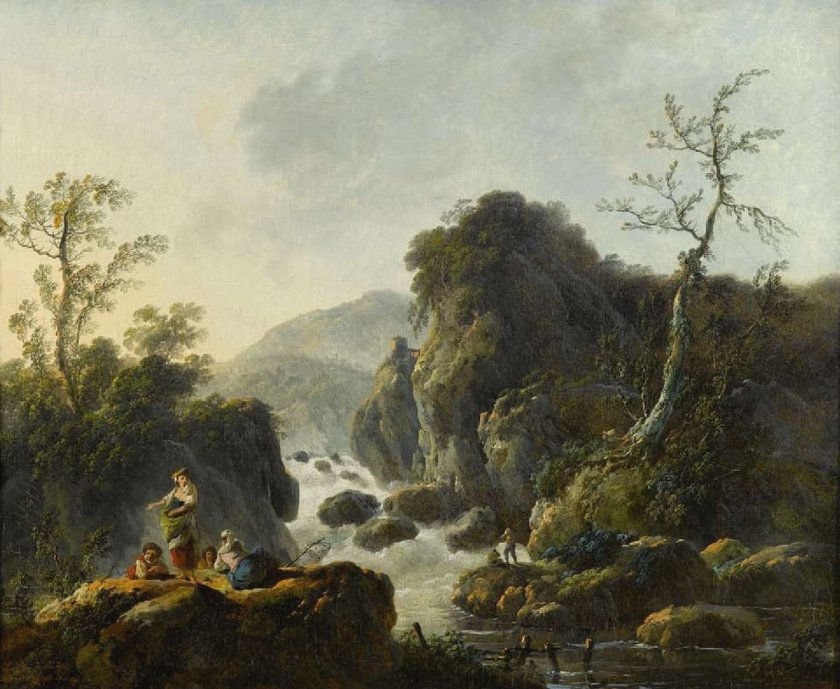 A Mountainous River Landscape by Jean-Baptiste Pillement