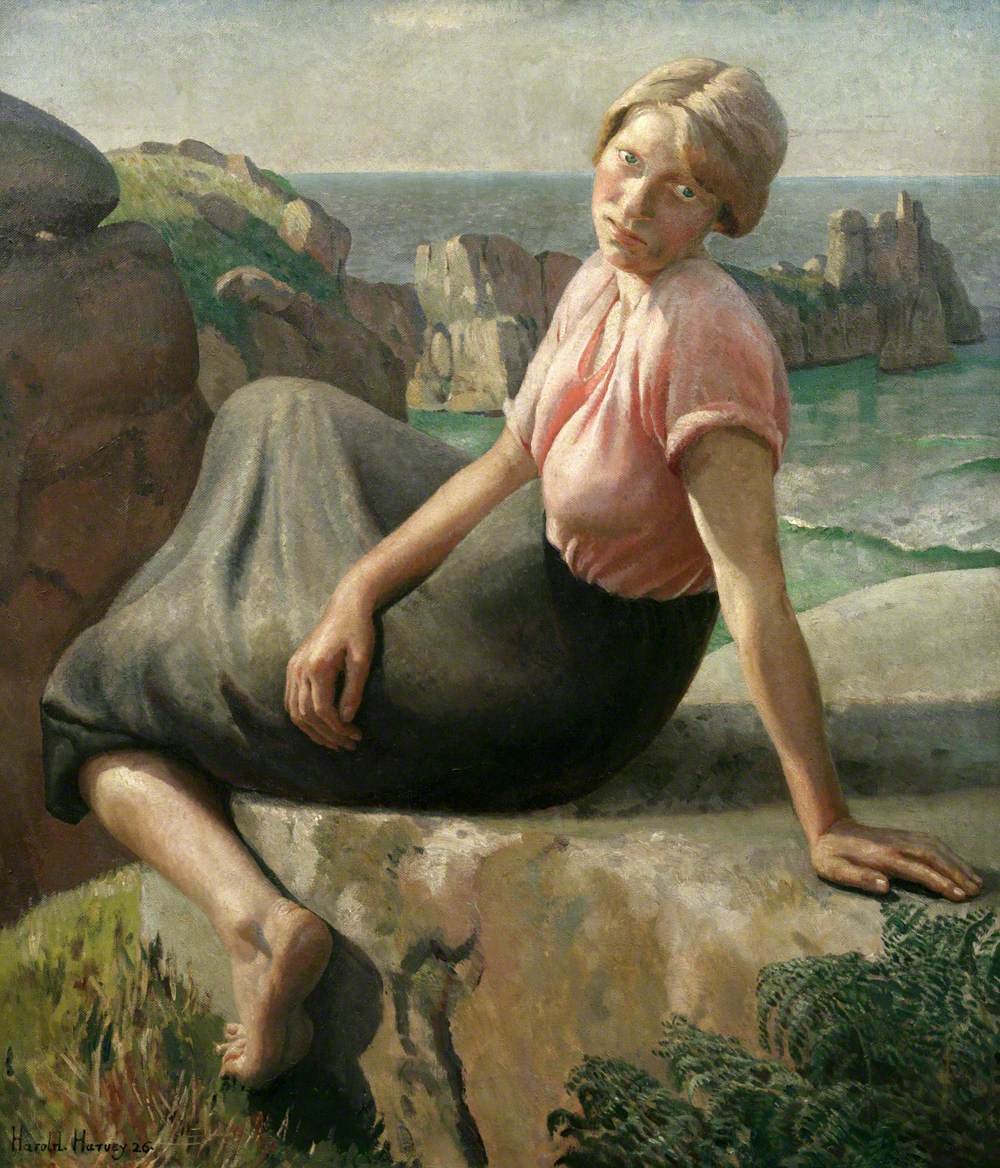 Girl on a Cliff by Harold Harvey (1926)